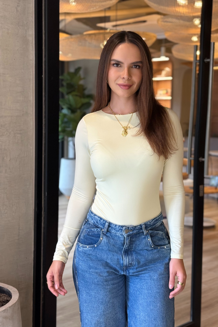 Body Basico Manga Larga Butter Yellow