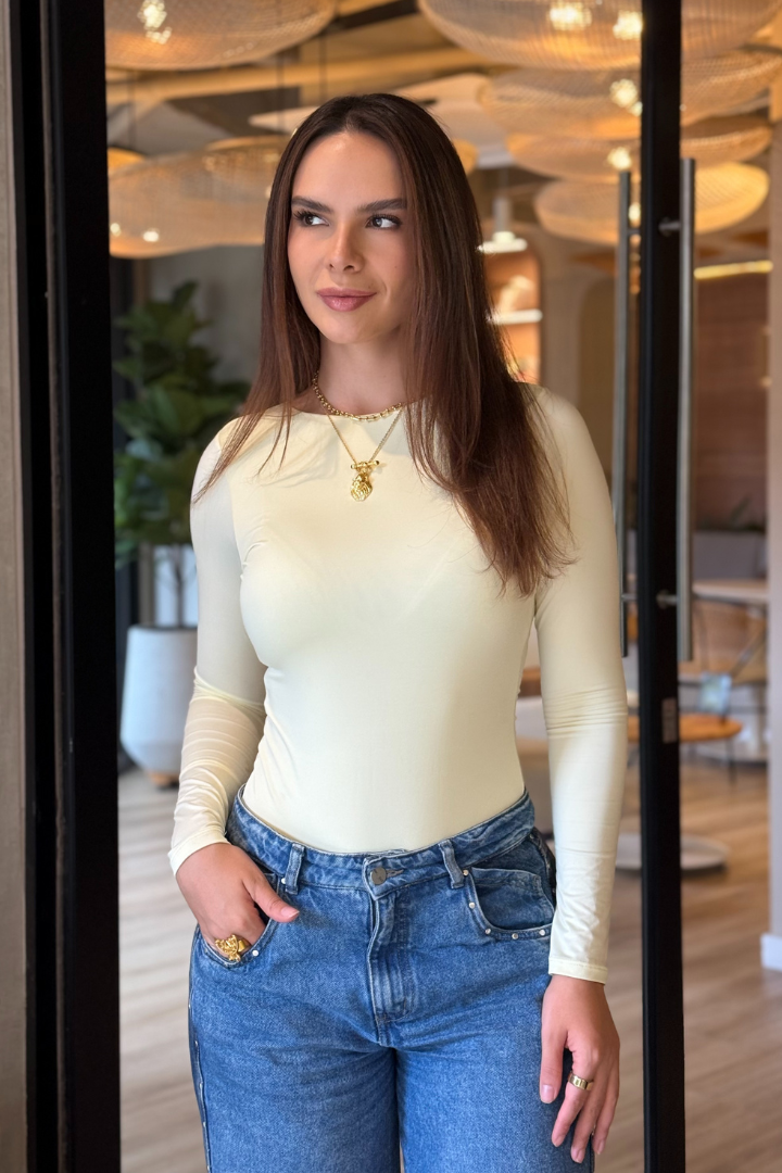 Body Basico Manga Larga Butter Yellow