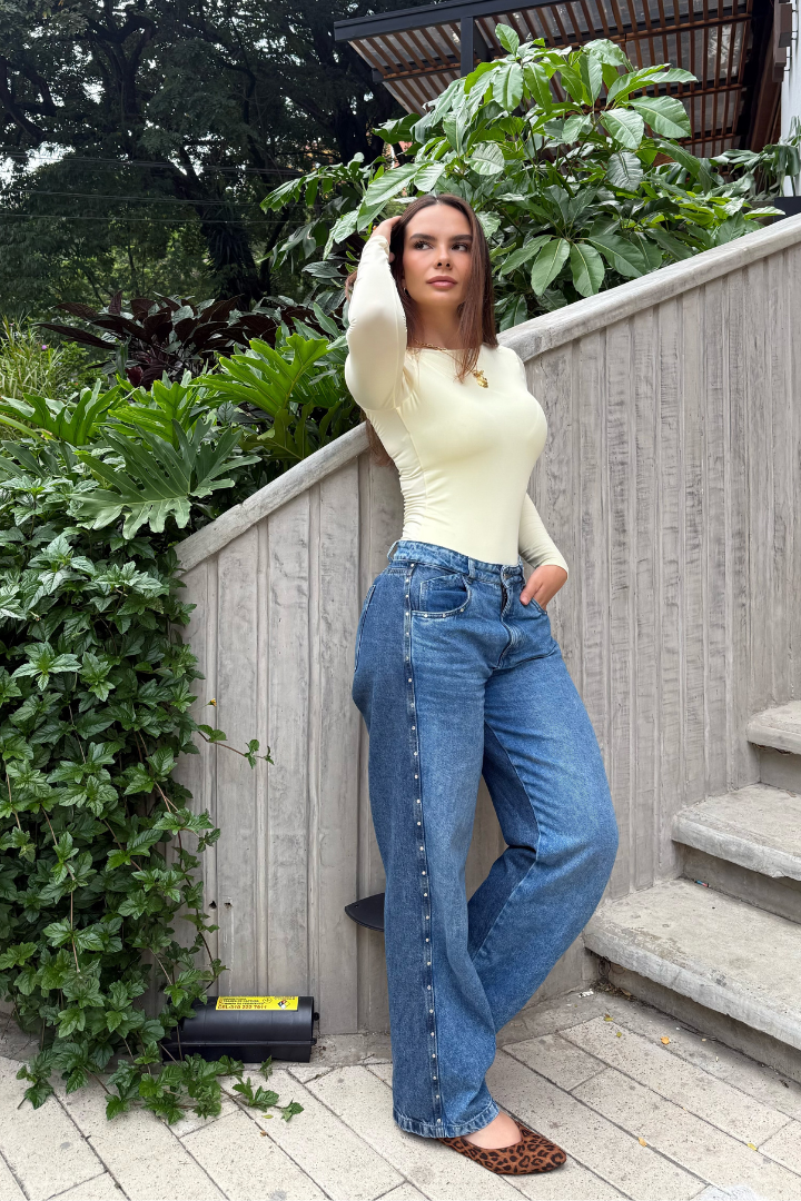 Body Basico Manga Larga Butter Yellow