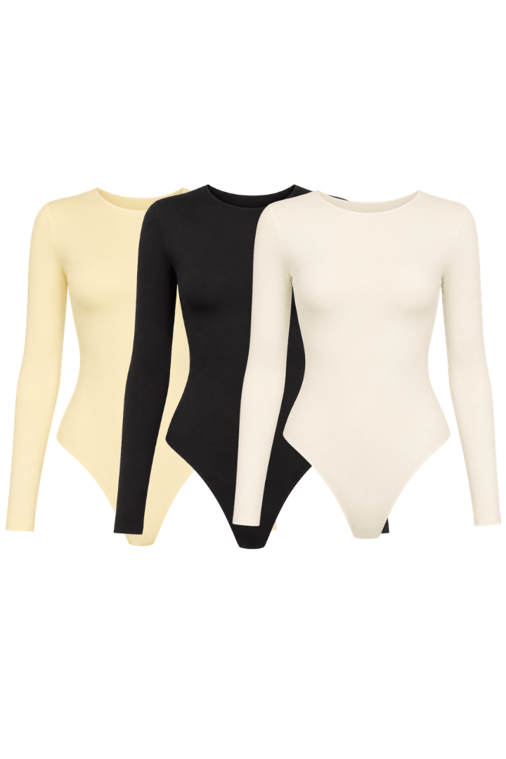 Trio Basic Manga Larga x3 ButterYellow/Negro/Marfil